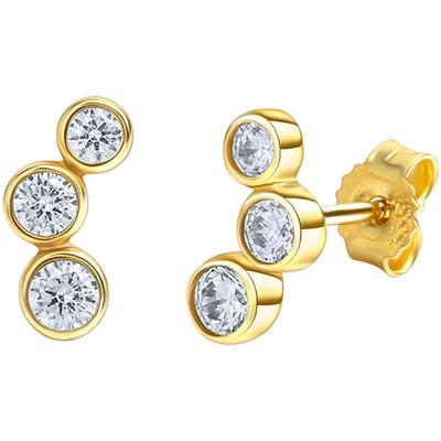 Paar Ohrstecker FIRETTI "Schmuck Geschenk, Ohrringe Triologie, Gold 333", gold (gelbgoldfarben, kristallweiß, kristallweiß), Ohrringe, Damen, Gelbgold 333, mit Zirkonia (synth.)