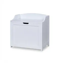 Relaxdays Wäschetruhe, 80 L, für Schmutzwäsche, Bettzeug & Spielzeug, Bad, Aufbewahrungstruhe mit Deckel, MDF, weiß