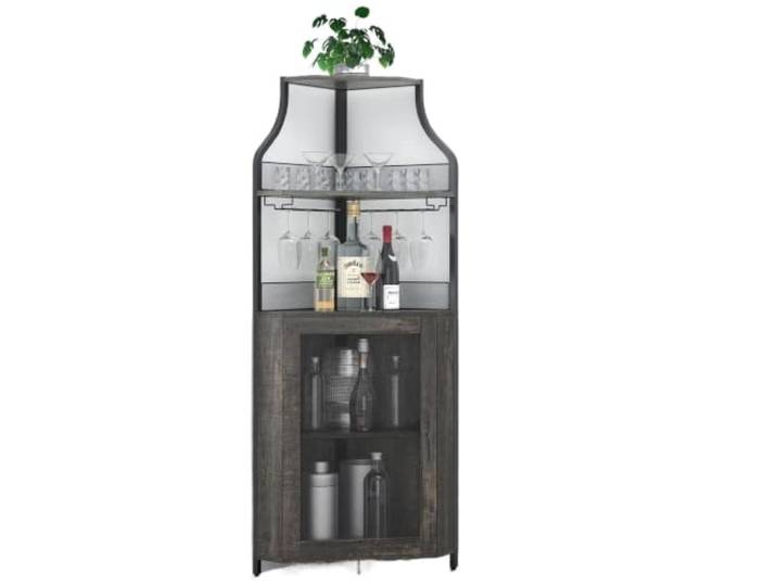 XPJYUA Eck Barschrank Eck-Barschrank for das Esszimmer Abnehmbares Weinregal, Glashalter, freistehendes Sideboard mit großzügigem Stauraum