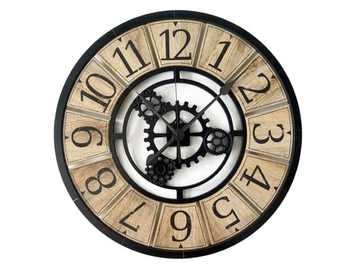 STYLER Wanduhr William 57 cm Lautlose XXL Uhr aus Holz & Metall Made in EU – inklusive Wandaufhängung – Industrial Wanduhr ohne Tickgeräusche Wohnzimmer Büro Flur Loft Modern Vintage