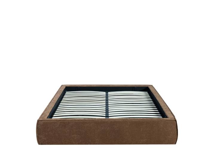 Lit coffre en tissu 140x190cm - marron