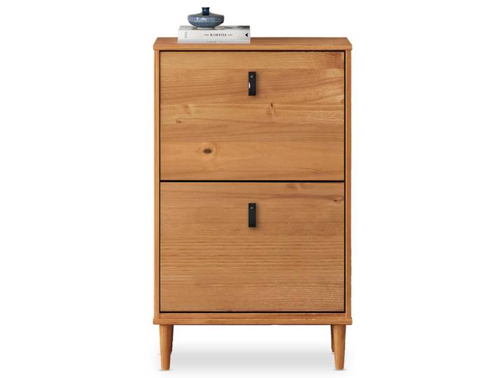 Idimex Schuhkipper Mikka Eiche, Eichefarben, Holz, Kiefer, Vintage, 59x96x25 cm, Garderobe, Schuhaufbewahrung, Schuhkipper