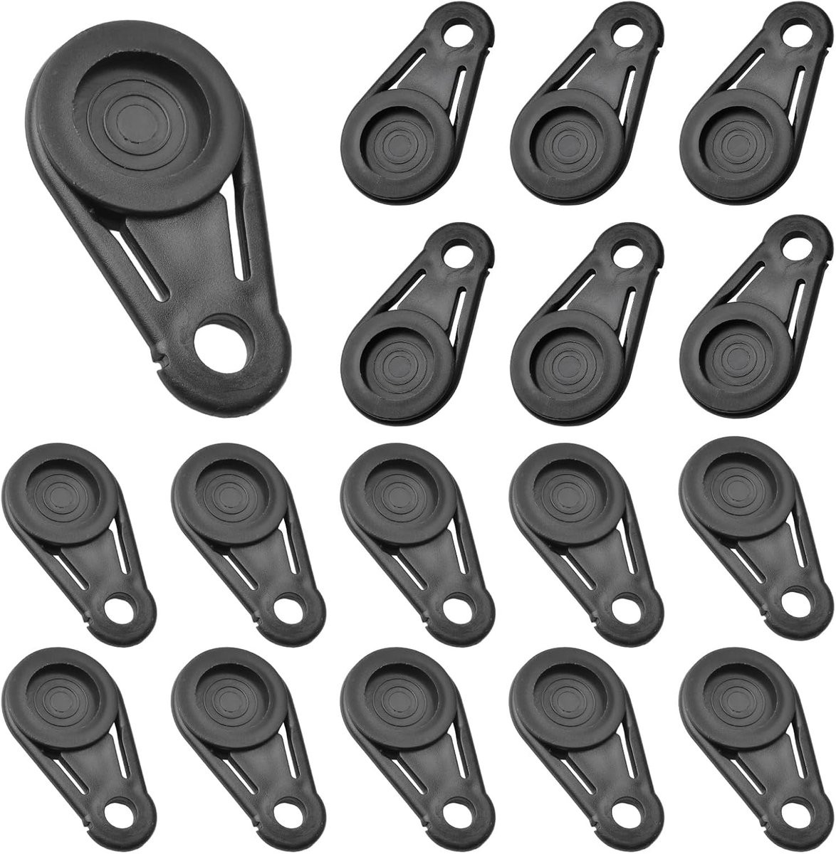 16 stuks Zeilclips - Zwarte tentklemmen voor tarp en tenten