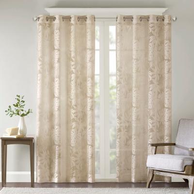 Madison Park Leilani Palm Leaf Burnout Window Curtain Sheer