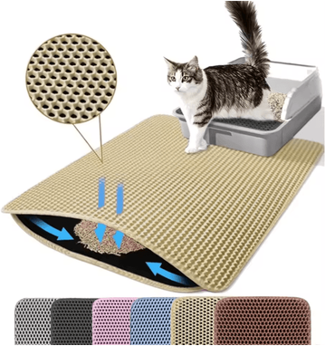 Inspire Picks Litter Mat Cat Litter Mat With Double Layer Waterproof Design For Cleaner Floors khaki l 45x60cm