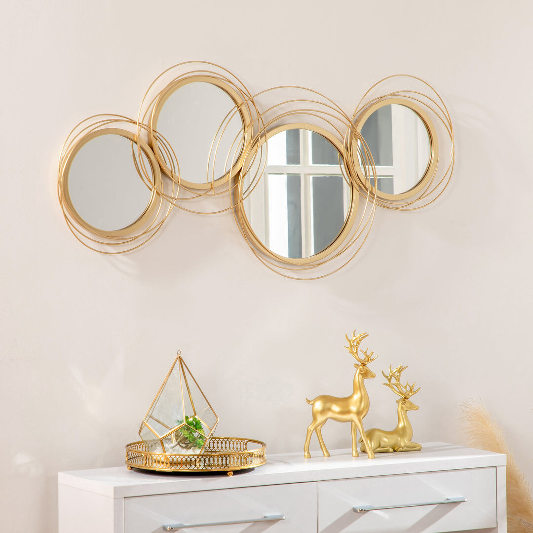 Fairmont Park Daxten Metal Wall Art Decorative Mirror Decor Modern Wall Sculpture SIlver 56cm H X 4cm D