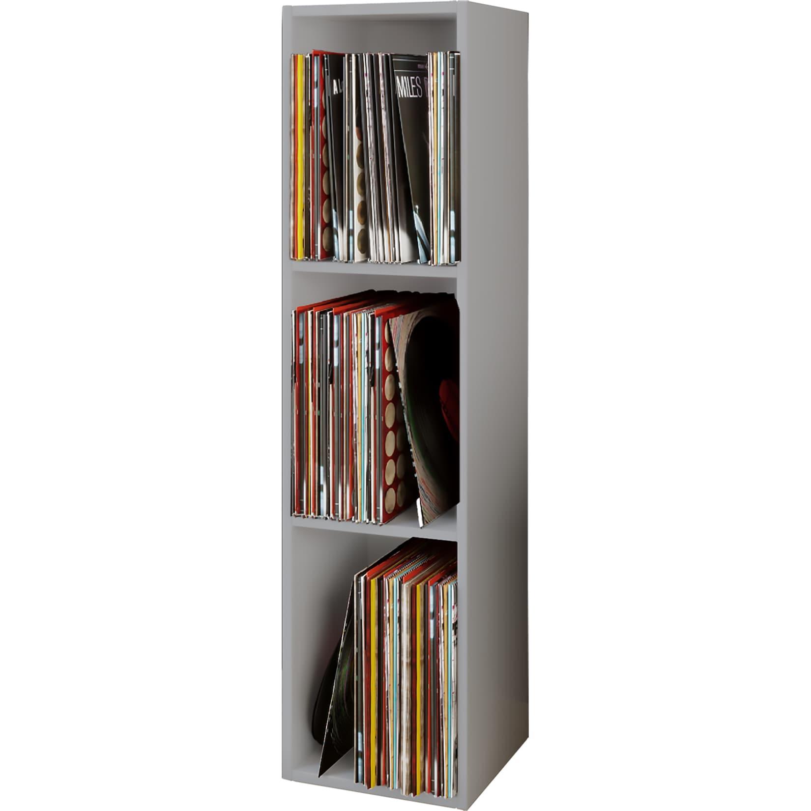 VCM Holz Schallplatten Regal Stand Regal mit 3 Fächer für 100 Schallplatten Maße: H. 107 x B. 34 x T. 30 cm - Platto