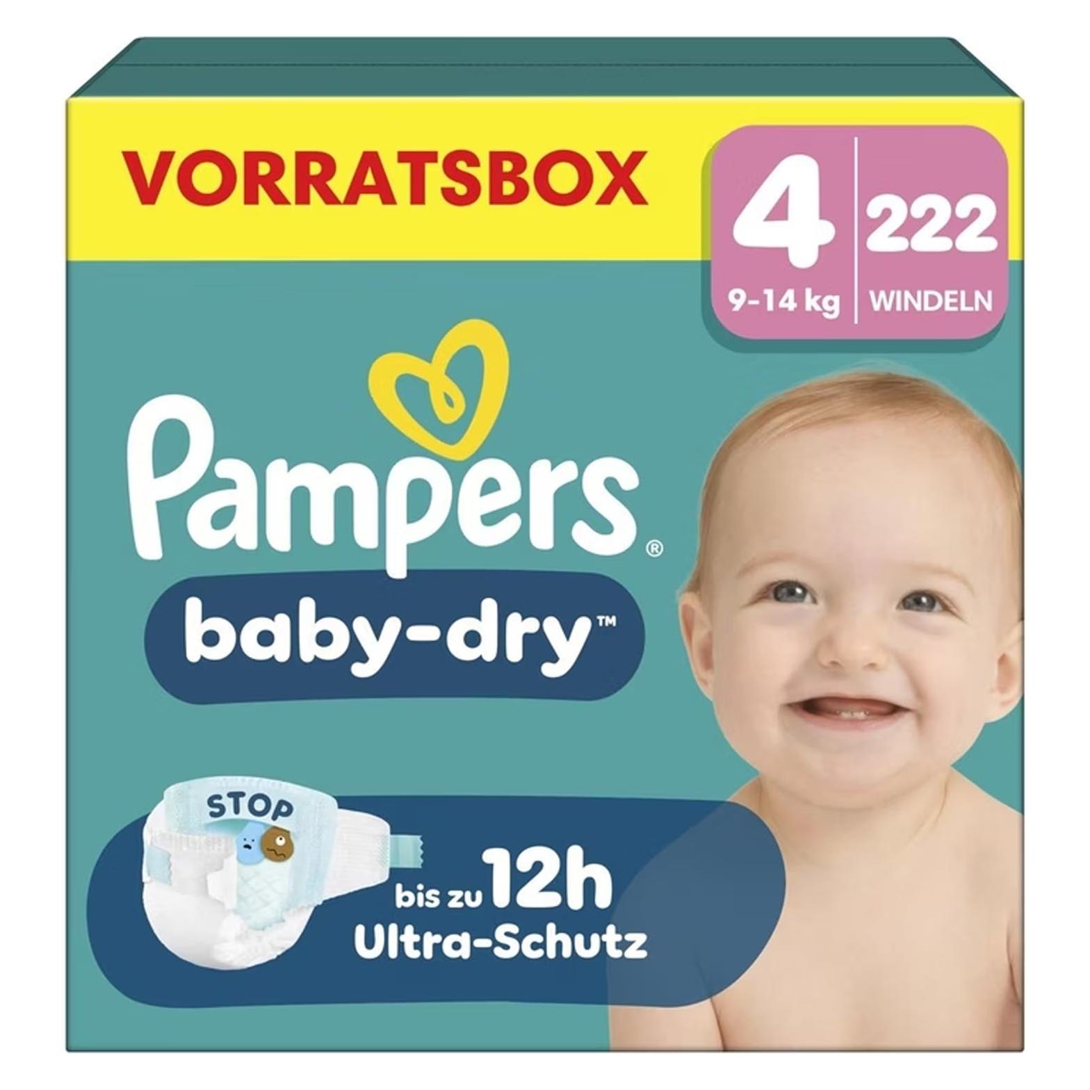 Pampers Baby Dry Gr.4 Maxi 9-14kg Windeln Vorratsbox 222 Stück (222 Stk.) (66627615)