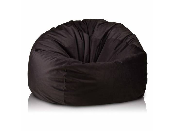 Pouf Fauteuil Sac Déhoussable Microfibre Anti-Taches Rembourré Intérieur Extérieur Noir A22 M