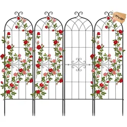 VEVOR Rankgitter, 180x52,5 cm 4er-Pack, Metall Rankhilfe mit Pulverbeschichteter Oberfläche & Verriegelungsmechanismus, Kletterhilfe, Garten Spalier, Pflanzengitter für Blumen, Gemüse & Rosen