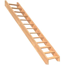 DOLLE Raumspartreppe Wangentreppe Paris Holztreppe, Ohne Geländer, bis 280,5 cm,Buche,Geradelaufend,ohne Setzstufen,versiegelt