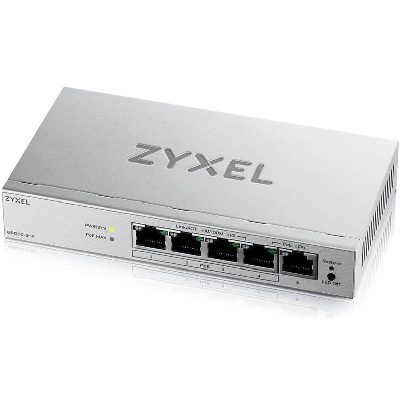 ZYXEL GS1200-5HPV3 5-Port Gigabit PoE+ web/smart managed