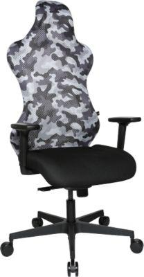 Topstar Bürostuhl Sitness RS Sport Camouflage, mit Armlehnen, 3D-Synchronmechanik, Muldensitz, Kopfstütze, grauweiß/schwarz