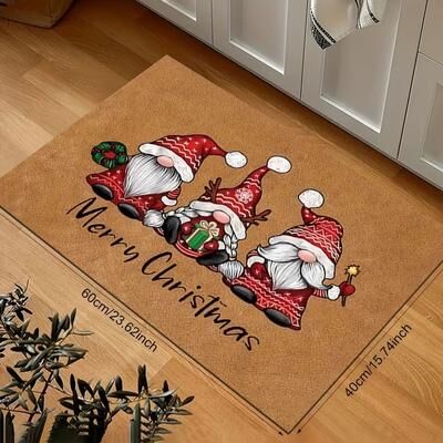 Inspired Living Christmas Gnome Doormat 2 Piece Set, Holiday Welcome Mat With Soft Absorbent, Non Slip Backing Christmas Gnome Doormat 2 Piece Set, Holiday Welcome Mat With Soft Absorbent, Non Slip Backing