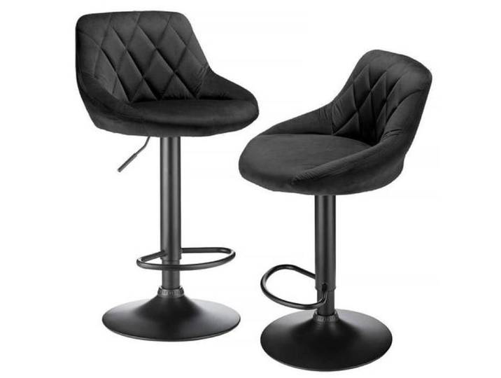 MIPAN Tabouret de Bar Lot de 2 en Velours tabourets de Cuisine Hauteur réglable noir