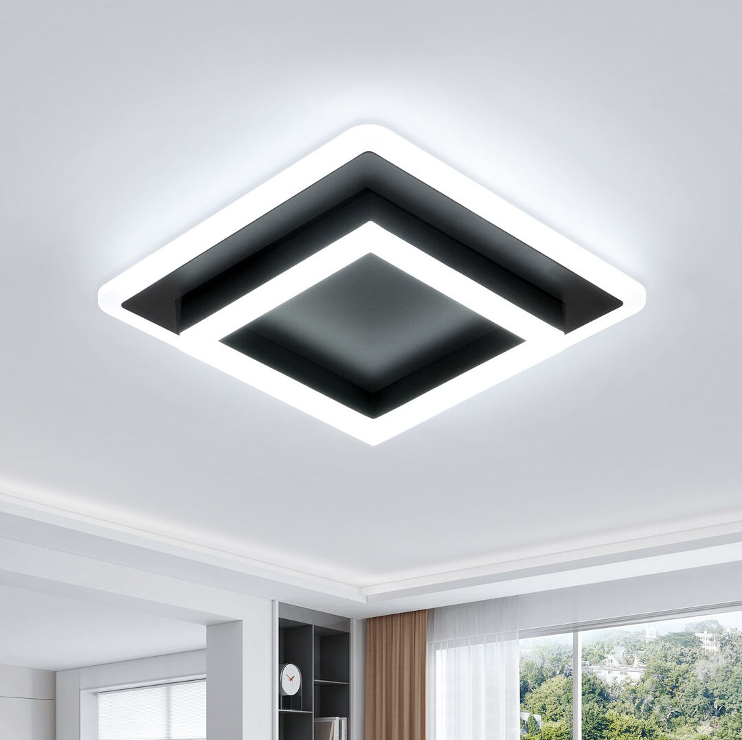 Metro Dechen Acrylic LED Flush Mount Satin Black 7cm H X 30cm W X 30cm D