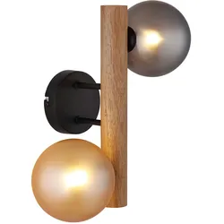 Wandleuchte Wandlampe Flurleuchte Metall Holz schwarz optik Glaskugeln H 32 cm