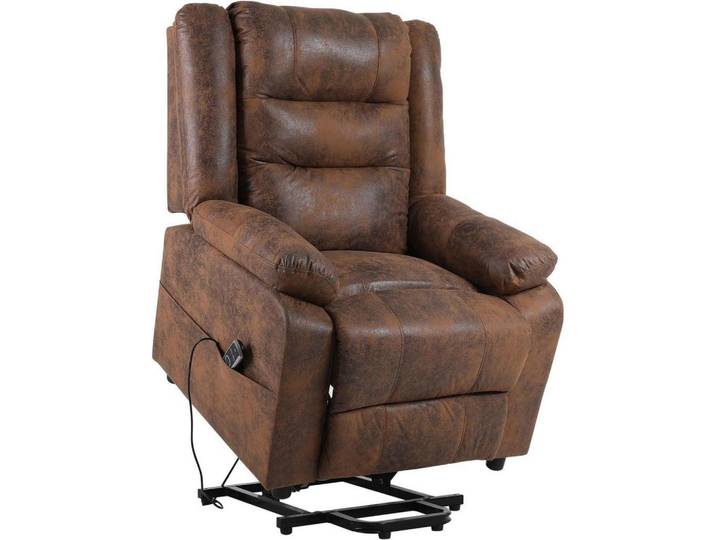 Fernsehsessel mit Aufstehhilfe und Massagefunktion Braun, Kunststoff, 84x137x164 cm, Wohnzimmer, Sessel, Fernsehsessel