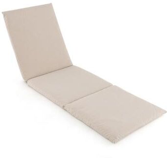 Costway Outdoor Chaise Lounge Cushion Patio Furniture Folding Pad with Fixing Straps-Beige