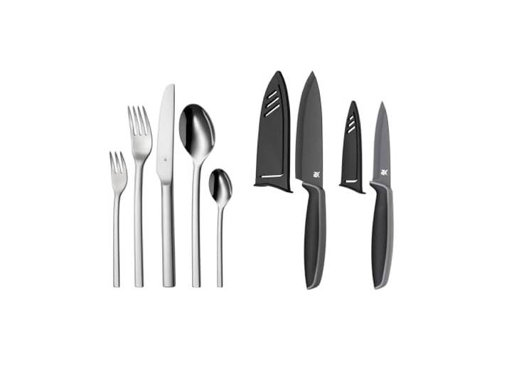 WMF Set 2-teilig Tavira Besteck Set 12 Personen, 60-teilig, Monobloc-Messer, Cromargan Edelstahl poliert und Touch Messerset (Besteckset 60-teilig und Messerset 2-teilig)