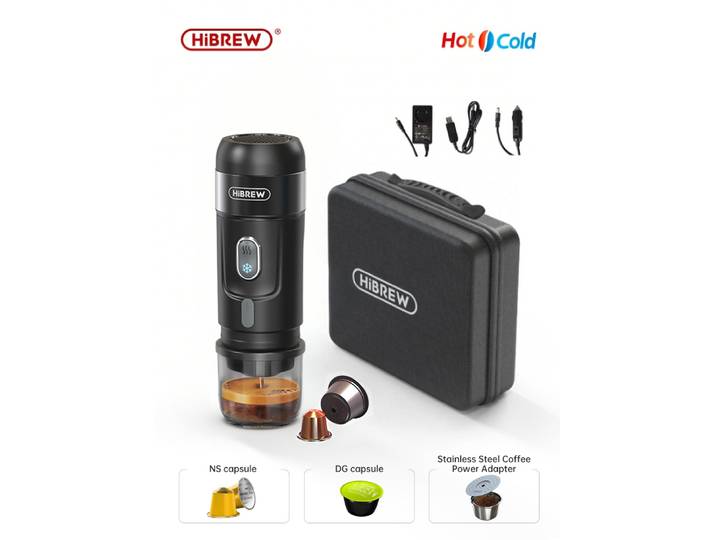 HiBREW – Machine à café portable pour voiture et maison, cafetière expresso DC12V, compatible avec les capsules Nexpresso Dolce, café en poudre H4A, nouveau