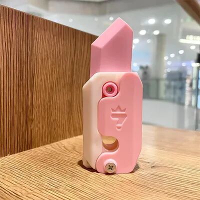 Smart Shopping Spot Mini Fidget Knife Toy Stress Relief Decompression Toy For Adults & Kids Fun, Portable Jumping Small Radish Knife pink