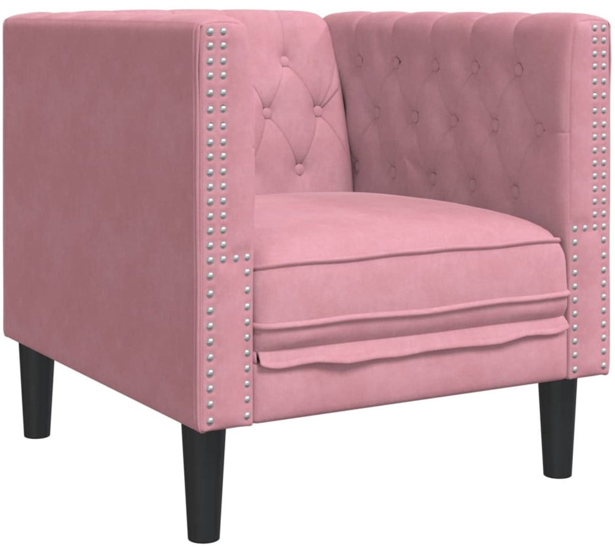 vidaXL Chesterfield-stijl fauteuil in roze fluweel