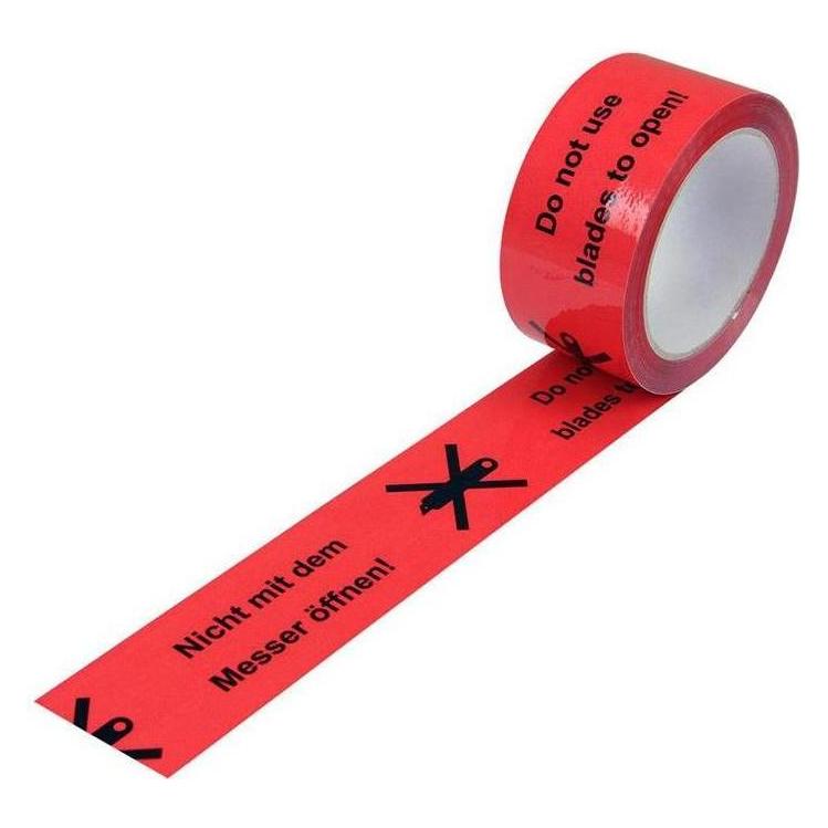 Transpak Warnklebeband PP Breite 50mm Länge 66m Stärke 52µ PP rot Aufdruck Messersymbol (50 mm) (5570112)