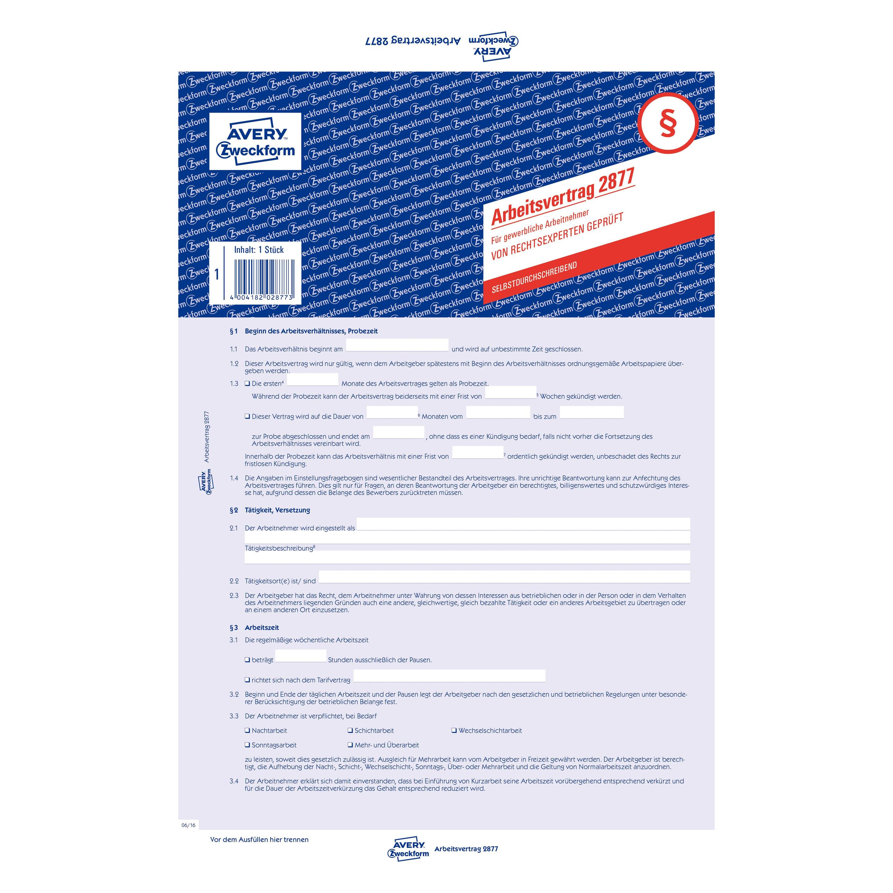 Avery Arbeitsvertrag (2877)