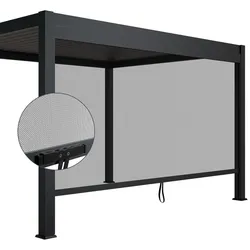 Juskys Seitenwand für Lamellendach Tahiti - Rollo 4 m - Aluminium & Stoff - Zubehör Anthrazit