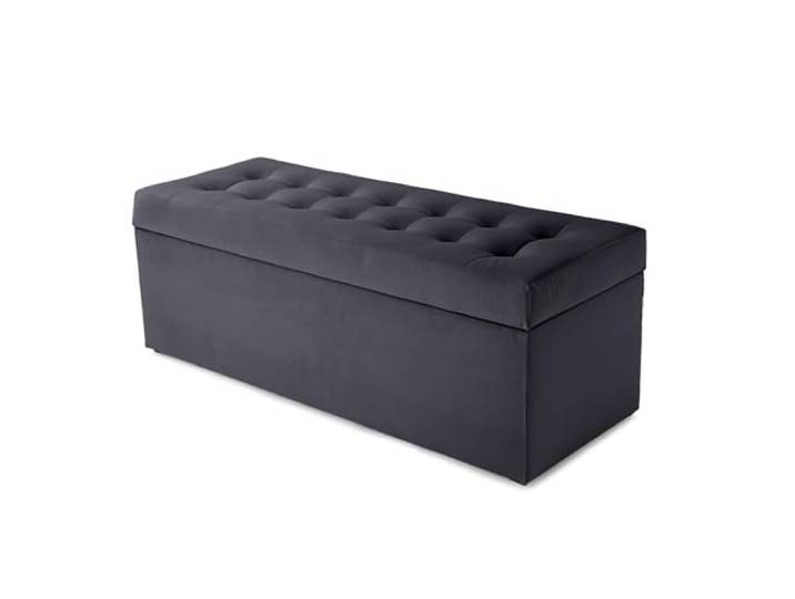MG Design Polsterhocker 45 x 120 cm Dunkelgrau mit großem Stauraum (ca. 140 L), bis 300 kg belastbar, weich mit dezentem Schimmer, pflegeleicht – Wohnbereich, Schlafraum & Flur