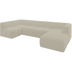 WOHNLANDSCHAFT Ottomane Rechts MOVA 345x180x78 Creme Cord