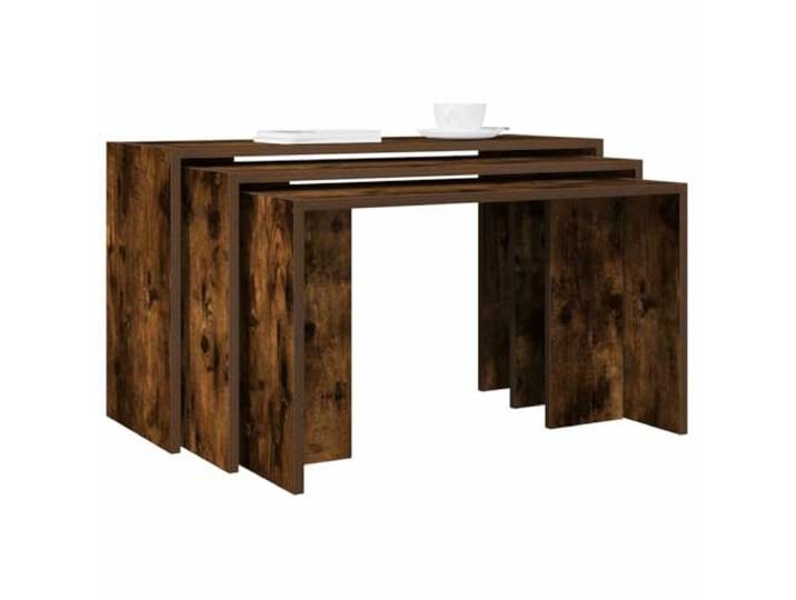 GPWERSDF Satztische 3 STK. Räuchereiche Holzwerkstoff Stapelbar, Platzsparend, Moderne Optik, Pflegeleichte Oberfläche, Vielseitig als Beistelltisch