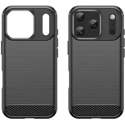 Cover-Discount iPhone 18 Pro Max / iPhone 17 Pro Max - Metall Carbon Look Hülle (Apple iPhone 17 Pro Max, Apple iPhone 18 Pro Max), Smartphone Hülle, Schwarz