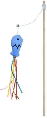 Uplift Treasures Cat Teaser Wand Toy With Fish Design blue