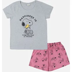 Pyjama Set Kurz - grau/rosa - L