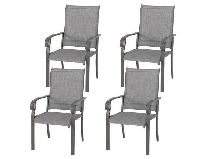 Avestar Lot de Chaises de Patio 4 Pièces pour L'extérieur Tissu Textilène Cadre en Fer Pulvérisé