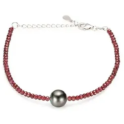 PERLEA Armband Edelsteine Tahitizuchtperle Silber rhodiniert