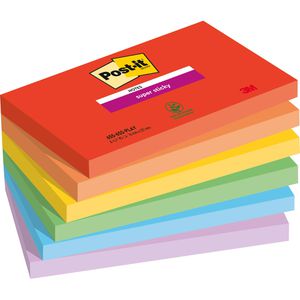 Post-it Haftnotizen Super Sticky Playful, bunt, 76 x 127mm, selbstklebend, 6x 90 Blatt