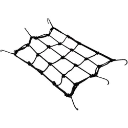Gepäcknetz dehnbar – für Velokörbe, Gepäckträger & Einkäufe – 25x25cm (bis 50x50cm dehnbar) – 6 Haken – Gummi-Metall – robust & platzsparend
