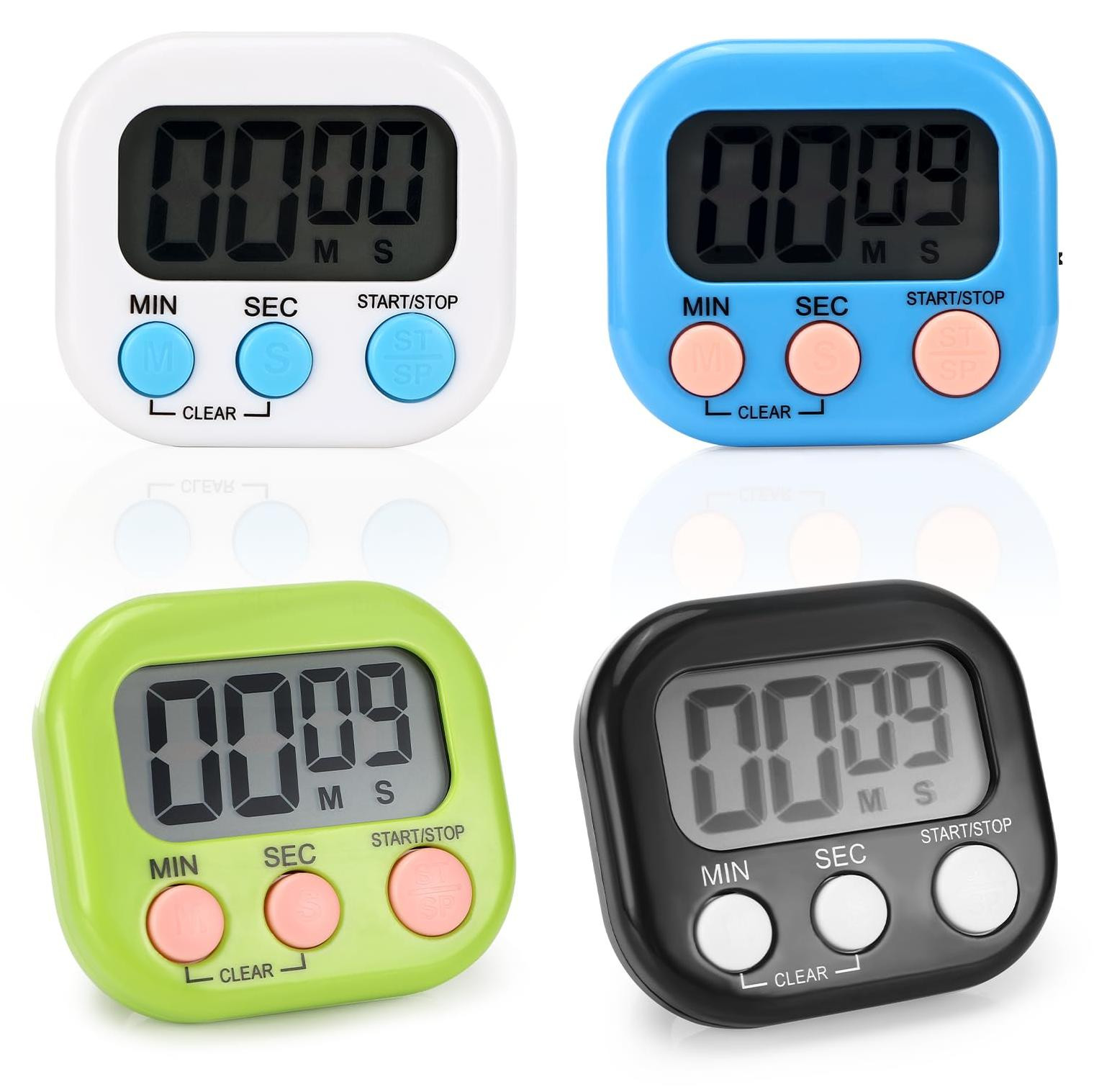 Dripio Set van 4 digitale timers voor aftellen, stopwatch en keukentimer