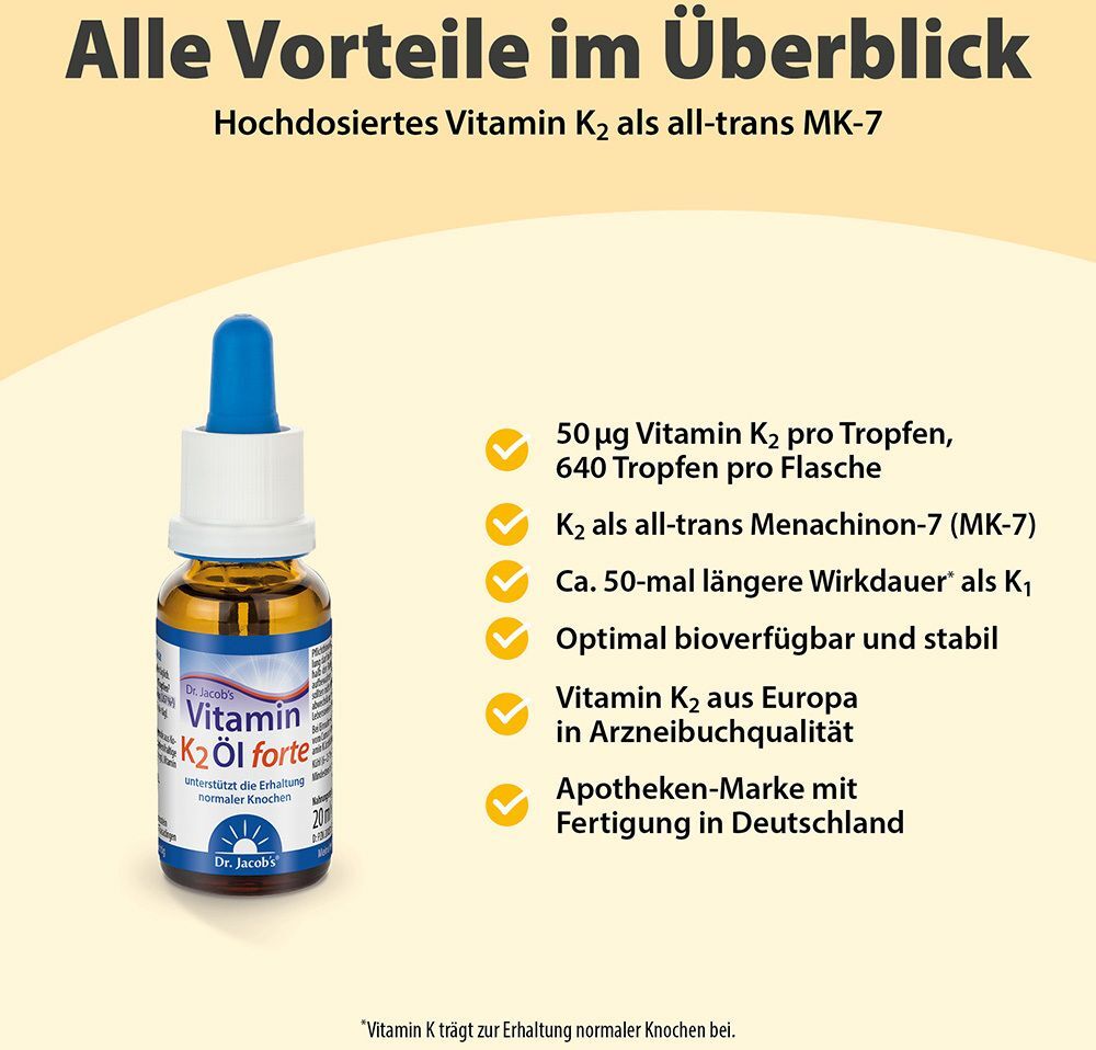 Dr. Jacob's Vitamin K2 ÖL forte 200µg all-trans MK7 Dr.Jac.FLE 20 ml Flüssigkeit zum Einnehmen