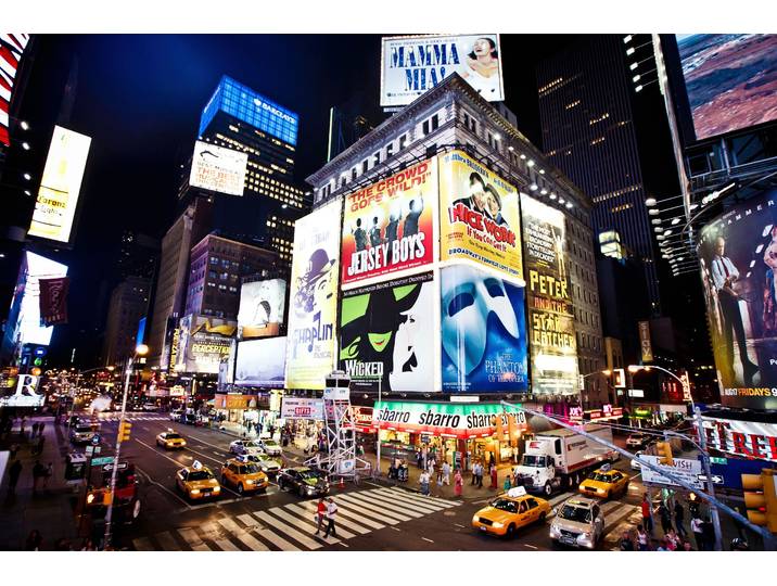 Fototapete PAPERMOON NEW YORK-BROOKLYN BRIDGE MANHATTAN SKYLINE TIMES SQUARE , bunt, B:2m L:1,49m, Vlies, Tapeten, Fototapete
