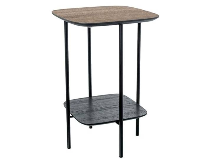 DRW Beistelltisch aus Metall und Holz-Finish in Natur und Schwarz, 60 x 40 x 40 cm