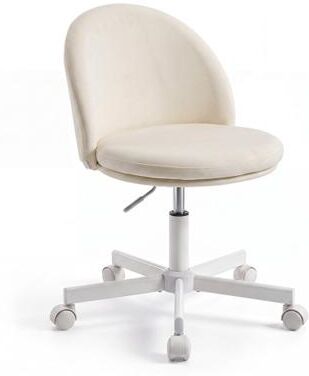 Costway Adjustable Height Ergonomic Makeup Chair with Lumbar Support for Home Office-White