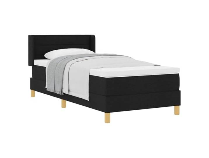 KKgypkn Boxspringbett mit Matratze Schwarz 200 x 80 cm Stoff, Boxspringbett mit Kopfteil aus Polyester und Holzwerkstoffen, manuell verstellbar, stabiles Lattenrost, Kiefernholzrahmen