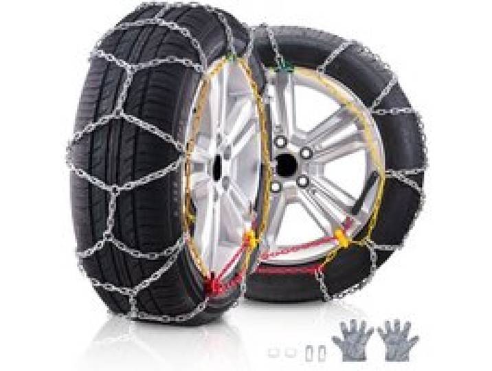 VEVOR Chaînes à Neige Lot de 2, Chaînes de Pneus Antidérapantes, en Acier Allié au Manganèse, Conduite Sécuritaire, Accessoires d’Urgence pour Voitures, Camionnettes, SUV et Camions, Argentées,