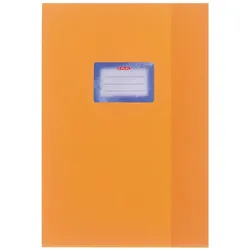 Herlitz, Heft + Block, Heftschoner DIN A4, geprägt (Bast), PP, orange mit aufgeklebtem Beschriftungsetikett (A4)