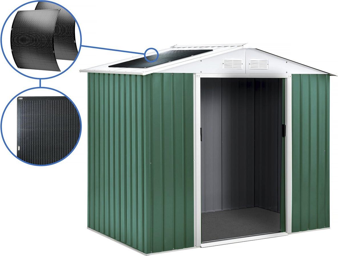 Gerätehaus aus Metall - "Rosas " - 2,71 m² mit Solarpaneelen - Grün