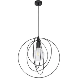 Deckenlampe Hängeleuchte Wohnzimmerlampe Design Ringe Pendelleuchte, Metall schwarz, 1x E27, Durchmesser x Höhe 40,2 x 120 cm, Wohnzimmer Schlafzimmer
